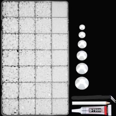 Imagem de 22.000 peças de strass de resina para artesanato, branco puro de 2 mm, 3 mm, 4 mm, 5 mm, 6 mm, contas redondas, sem Hotfix, SS8, SS10, SS16, SS20, SS30, joias preciosas para embelezar, kit com cola