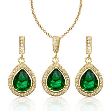 Imagem de Conjunto de joias de lágrima para mulheres – Conjunto de brincos de gota e pingente de zircônia cúbica pequena de prata esterlina com zircônia cúbica e pingente para casamento, noiva, madrinhas, mãe da noiva, formatura, festa, bijuteria, Pedra preciosa, Zircônia cúbica