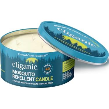 Imagem de Cliganic Vela repelente de mosquitos natural (grande 623 g) | Citronela, sem DEET, óleo essencial infundido para atividades ao ar livre, acampamento | Queima 40 horas