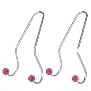 Imagem de MINGZAIQIPEI Decorações de gancho de encosto de cabeça de carro, 2 peças de gancho brilhante, ganchos inoxidáveis cabides de carro e suporte de banco traseiro durável, armazenamento universal (roxo