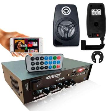 Imagem de Kit Som Ambiente 300w Bluetooth +10 Caixas Parede Pretas - ORION