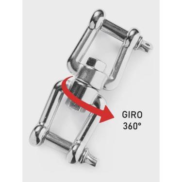 Imagem de Manilha reta com destorcedor duplo inox 6MM