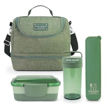 Imagem de Kit Bolsa Térmica, Pote Marmita 950ml, Garrafa 550ml e Porta Talheres JOY - Verde (verde)