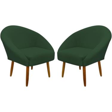 Imagem de Kit 2 Poltronas Decorativa Para Sala Recepção Manicure Consultório Stella Suede (Verde)