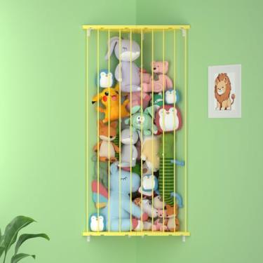 Imagem de Organizador de brinquedos para armazenamento de bichos de pelúcia (patenteado) - Suporte de pelúcia de canto grande ajustável - Armazenamento de pelúcia de parede para berçário, sala de jogos, quarto