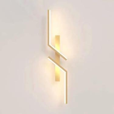 Imagem de HOSETEON Arandela de parede dourada, linear moderna, luminária de parede, arandelas de parede rasgadas longas, luminária de parede de metal dourado r g quarto, oom