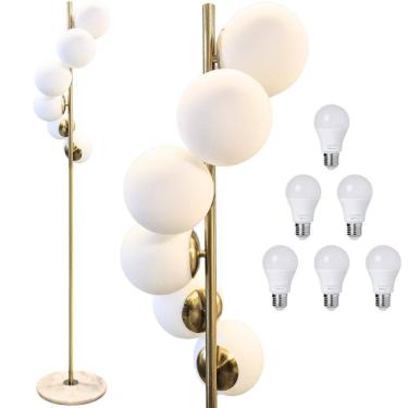 Imagem de Luminária Piso Chão 162Cm Jabuticaba 6 Globos Mármore Gimpo