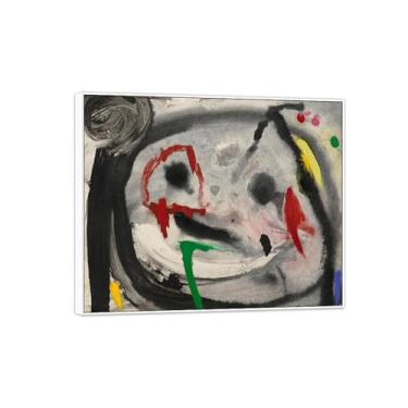 Imagem de Joan Miró Imagem de arte de parede em tela - reprodução de impressões de arte famosas abstratas - pinturas com moldura branca para decoração de sala de estar (sem título 5) 60 x 70 cm - 23 x 27 pol