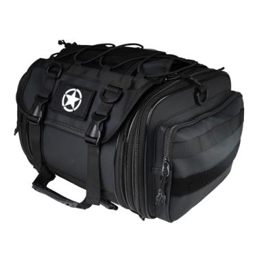 Imagem de HENGTUAOTO Bolsas De Viagem Para Motocicleta, Bolsa Traseira Expansível Selim, Armazenamento 40L, Capacete Com Alças