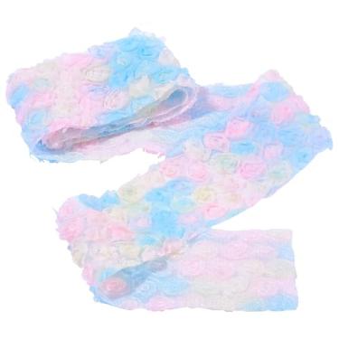 Imagem de Cheriswelry Fita de flor de malha de poliéster com acabamento em renda rosa 3D bordado de 1 metro 6,5 cm fita de embrulho de costura colorida para presente para casamento de pano, fornecedor de