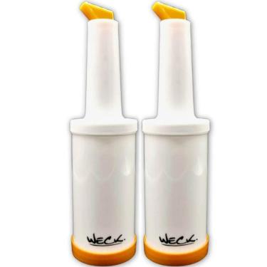 Imagem de Kit 2 Garrafas Store`n Pour 1 Litro Laranja Para Caldas Licores Drink Bar Coquetelaria