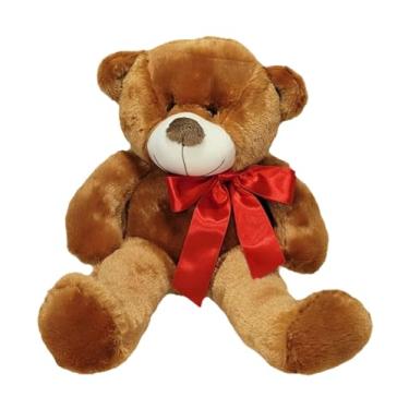 Imagem de Urso De Pelúcia Grande Bicho Com Laço 50cm Macio Cores (Caramelo Laço vermelho)