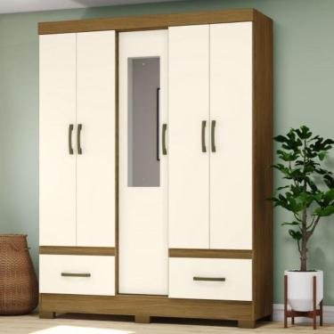 Imagem de Guarda Roupa Casal com Espelho 5 Portas 2 Gavetas B60 Briz