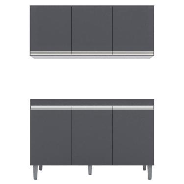 Imagem de Armário Aéreo Andréia E Balcão Gabinete Para Pia Sem Tampo Manu 120cm Cinza - Ajl Móveis