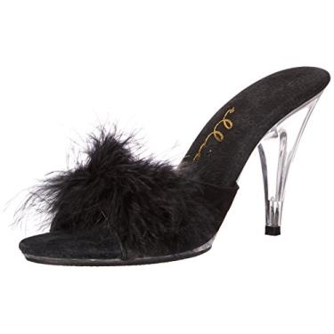 Imagem de Ellie Shoes Pantufas Maribou de salto de 10 cm, Preto, 40
