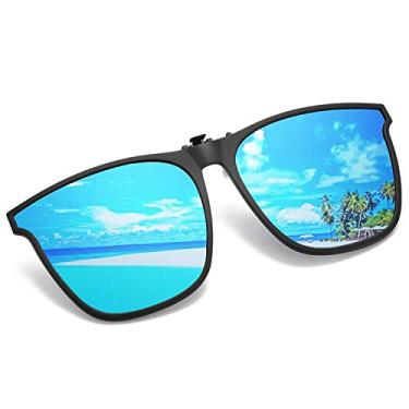 Imagem de OopsMi Óculos de sol com clipe polarizado, unissex, grande, leve para óculos de grau, Azul, G