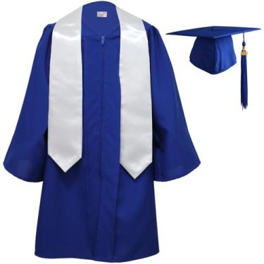 Imagem de OSBO GradSeason Conjunto de vestido de formatura unissex fosco para jardim de infância 2021 com estola de impressão