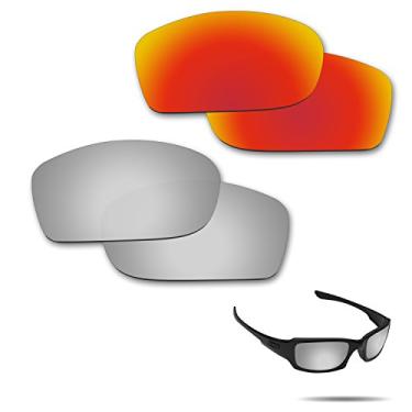 Imagem de Fiskr Lentes anti-água salgada para óculos de sol Oakley Fives Squared (vermelho fogo e prata)