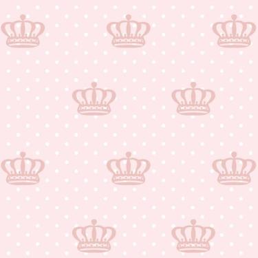 Imagem de Papel De Parede Rosa Claro E Coroa Poa Adesivo Lavavel Sala