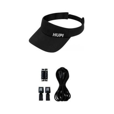 Imagem de Kit 1 Viseira de Corrida e 1 Cadarço Elástico HUPI Preto Liso, Preto
