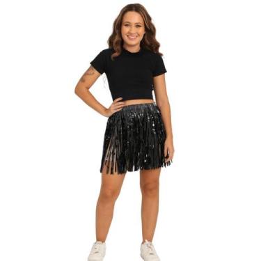 Imagem de Saia de Carnaval Metalizada Colorida Fantasia Havaiana Adulto - Abraka