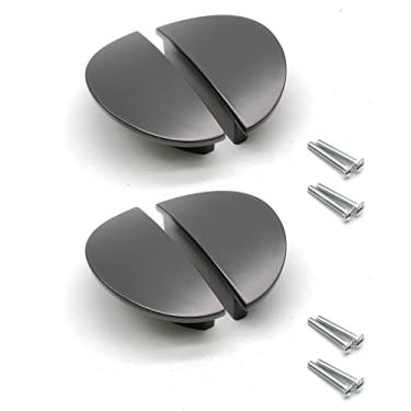 Imagem de Susenya Puxador de gaveta semicírculo, pacote com 4, alças de armário 6,4 cm centros de orifício preto meia lua puxadores de gaveta puxadores semicirculares com parafusos Puxador de borda puxador de