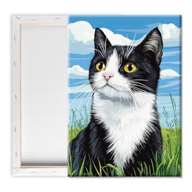 Imagem de Pavemlo Framed Paint by Numbers Kit for Adults Cat Animal – 8x12inch Small Color by Numbers for Adults Canvas for Painting, Beginner-Friendly Art Kit, Perfect for Home Décor & Creative Gifts c3
