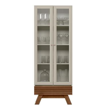 Imagem de Cristaleira 2 Portas 1 Gaveta Geórgia Off White Freijó