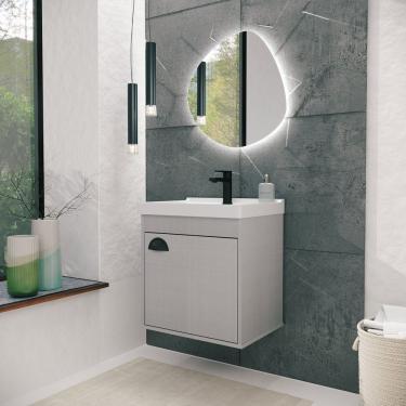 Imagem de Gabinete Para Banheiro Com Cuba 40Cm Em Mdf Cremona Rivezza Lineo