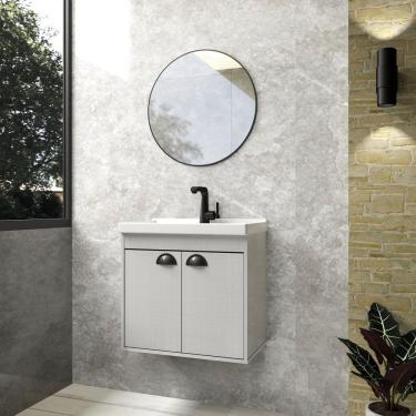 Imagem de Gabinete Para Banheiro Mdf 50Cm Com Cuba Siena Riverzza Lineo