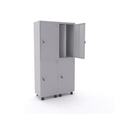Imagem de Roupeiro 4 Portas Aço Pandin Móveis Cinza
