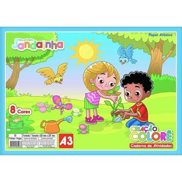 Imagem de Bloco Caderno De Atividades A3 420mm X 297mm 8 Cores 32 Folhas Jandaia