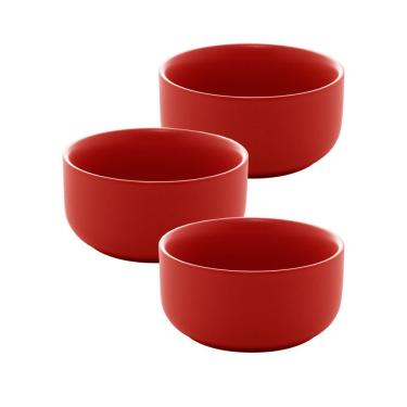 Imagem de Conjunto Com 03 Petisqueiras Cerâmica Nórdica Vermelho Matt 28680 - Bon Gourmet