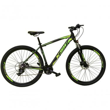 Imagem de Bicicleta Aro 29 Ksw Xlt Alumínio 24v Câmbios Shimano Garfo Com Trava No Ombro - Preto/verde Tam.15