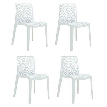 Imagem de Cadeira Sala De Jantar Kit 4 Gruvyer Branco R02 - D'rossi