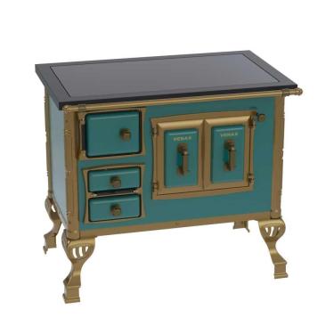 Imagem de Fogão A Lenha N° 01 Colonial Turquesa Chapa Vitrocerâmica Saída Direita Sem Tampa - Venax