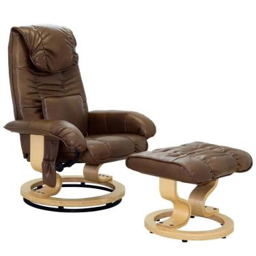 Imagem de Poltrona Do Papai Massageadora Elétrica Com Puff Louis R02 Sintético Marrom - Mpozenato