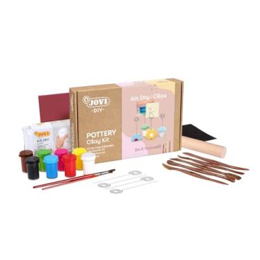 Imagem de Jovi - DIY Air Dry Kit & Clips - Pottery Kit for Adults, Making Photo Holder with White Air Dry Clay + Paints, Sculpting Tools, Step-by-Step Guide and Video Tutorial, Starter Set for Beginners