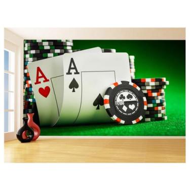Imagem de Papel De Parede 3D Salão De Jogos Cartas Poker 3,5M Jcs64 - Você Decor