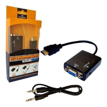 Imagem de Cabo Adaptador Conversor HDMI para VGA com Saída P2 de áudio - Genéric