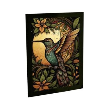 Imagem de Quadro Decorativo Beija Flor Ilustração Folhas Decoração Poster Quarto Sala