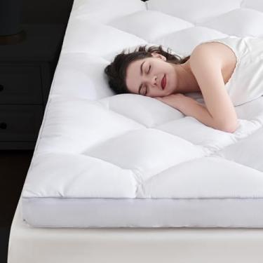 Imagem de DOWNCOOL Cobertura de colchão queen de espuma viscoelástica ultra grossa e fofa de 7 cm para dor no corpo, almofada com design de malha respirável para sono profundo, 203 x 152 x 7 cm