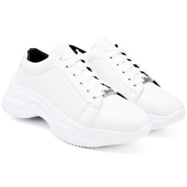 Imagem de Tenis Feminino Plataforma Sneaker Blogueira Casual Sola Alta, Branco, 