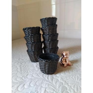 Imagem de 10 vaso vasinho cachepô cachepot para flores plantas fibra sintética p