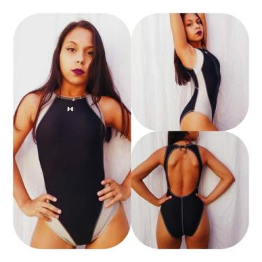 Imagem de Maiô com click Preto det. Cirrê para natação ou hidroginástica Hidroma