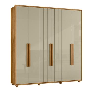 Imagem de Guarda-roupa Casal Portinari Ripado 6 Portas 4 Gavetas - 7 Decor Cumaru E Opala