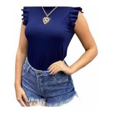 Imagem de Blusa fashion manga babado malha canelada - Filo modas, Terracota, M