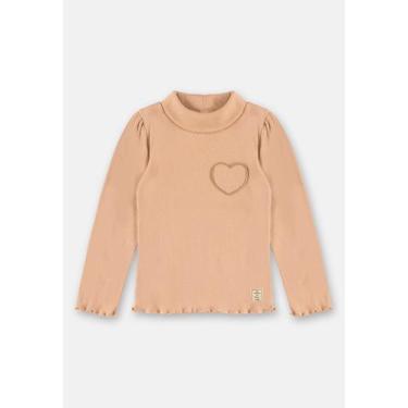 Imagem de Blusa Infantil Feminino em Ribana com Gola Alta Up Baby, Marrom, 4
