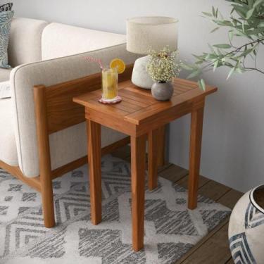 Imagem de Mesa Lateral Ripada para Sala Mumbai Castanho - CASA H