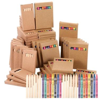 Imagem de Dunzoom 60 lápis de cera, 30 pacotes, mini 6 lápis de cor diferentes, 30 pacotes, 8 caixas de giz de cera de cor, caixa kraft para sala de aula, casa, aniversários, professores